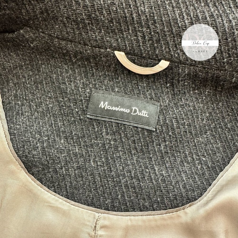 MASSIMO DUTTI Long Pea Coat Belled Sleeves Size 26 US - Picture 9 of 13